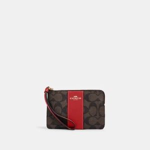 Coach Corner Zip Wristlet In Signature Canvas - NWT